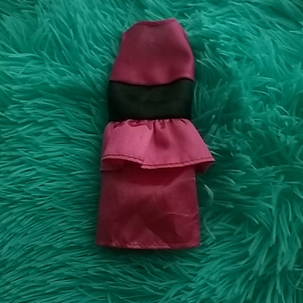 Pink and black barbie doll dress